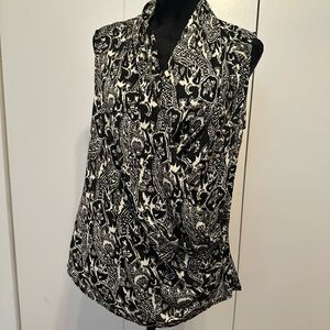 Talbots Black and White Patterned Blouse